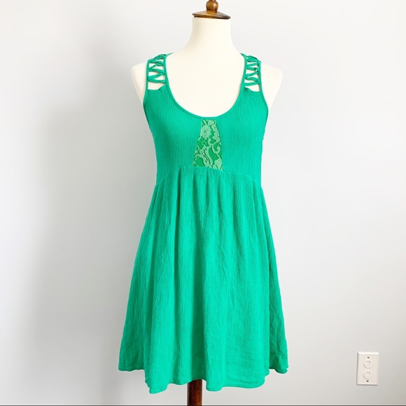 emerald green fit and flare dress